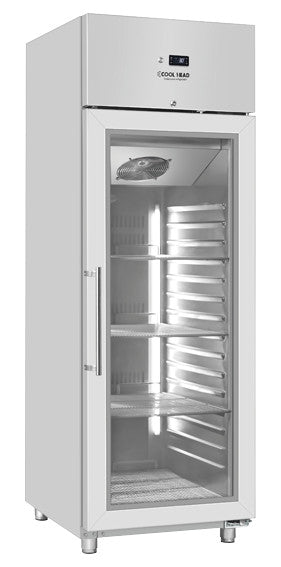Armoire réfrigérée GN2/1 vitrée QRG 6 546 L R290 LED 4 étagères 2855 kW dimensions 700x891x2045 mm - Cool Head inox Coolhead - Armoire réfrigérée positive professionnel CHR - matériel cuisine pro - Cuistéo