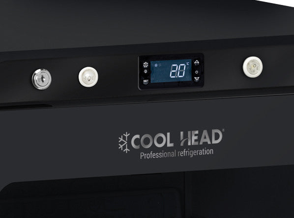 Armoire réfrigérée positive 200 L - Porte vitrée LED thermostat numérique Finition noire - Cool Head 140 W Coolhead - vue 2 - Armoire réfrigérée positive pro CHR - Cuistéo