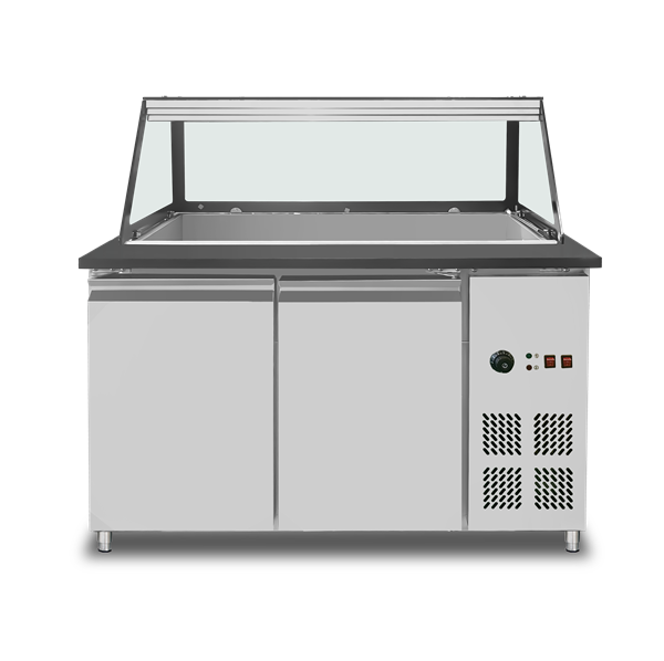 Comptoir bain-marie plan granit - 4 x GN 1/1 - 3 kW - L 1530 x P 820 x H 855 mm - Unninox