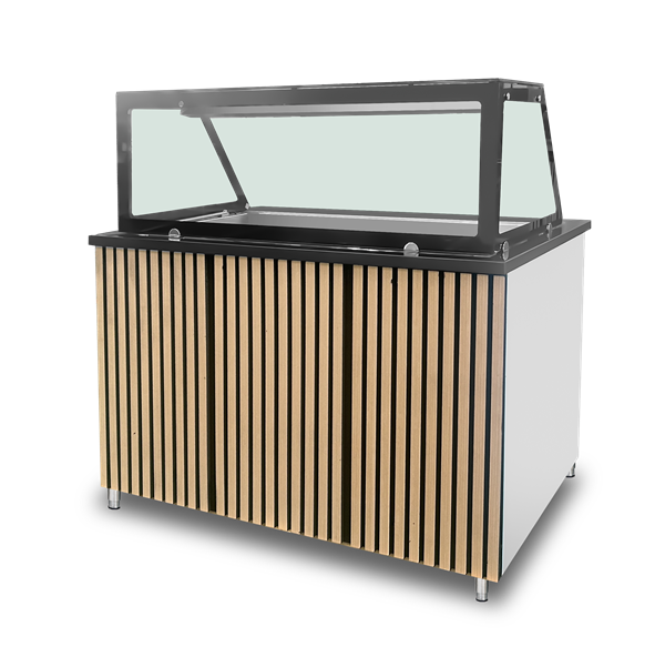 Comptoir bain-marie plan granit - 3 x GN 1/1 - 2,4 kW - L 1230 x P 820 x H 855 mm - Unninox