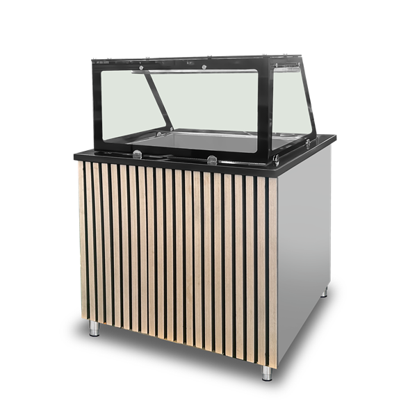 Comptoir bain-marie plan granit - 2 x GN 1/1 - 2,4 kW - L 830 x P 820 x H 855 mm - Unninox
