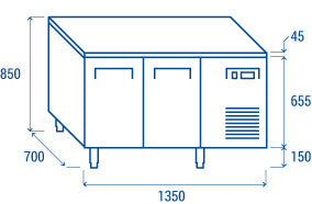 Comptoir Réfrigéré GN1/1 QR 2100 - Cool Head 1350x700x850 mm 260 L 350 W Coolhead - vue 9 - Table réfrigérée positive pro CHR - Cuistéo