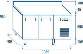 Comptoir réfrigéré - GN1/1 QR 2200 - Cool Head 1350x700x950 mm 260 L 350 W Coolhead - vue 9 - Table réfrigérée positive pro CHR - Cuistéo