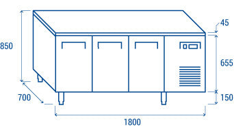 Comptoir Réfrigéré GN1/1 QR 3100 - Cool Head 1800x700x850 mm 400 L 350 W Coolhead - vue 9 - Table réfrigérée positive pro CHR - Cuistéo