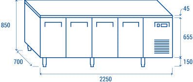 Comptoir réfrigéré - GN1/1 QR 4100 - Cool Head 2250x700x850 mm 570 L 105 W Coolhead - vue 10 - Table réfrigérée positive pro CHR - Cuistéo