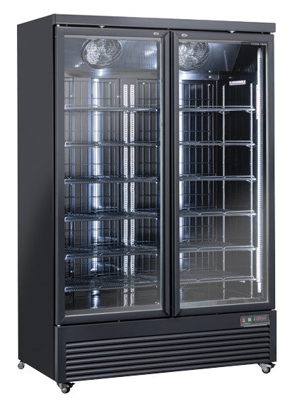 Congélateur 1080L porte vitrée éclairage LED 6 étagères serrure affichage numérique - RFG 1350 B - Cool Head inox 1340x760x2040 mm 1100 W Coolhead - Armoire réfrigérée négative professionnel CHR - matériel cuisine pro - Cuistéo