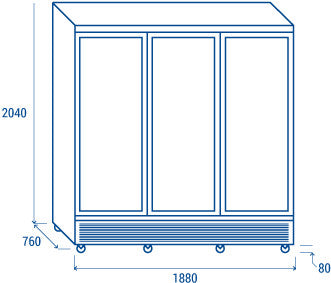 Congélateur 1450L porte vitrée avec éclairage LED 6 étagères serrure et affichage numérique - RFG 1900 - Cool Head inox 1880x760x2040 mm Coolhead - vue 7 - Armoire réfrigérée négative pro CHR - Cuistéo