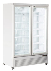 Congélateur vitré 1084L RFG 1350 avec éclairage LED 6 étagères serrure et porte à fermeture automatique - Cool Head inox 1340x760x2040 mm Coolhead - Armoire réfrigérée négative professionnel CHR - matériel cuisine pro - Cuistéo