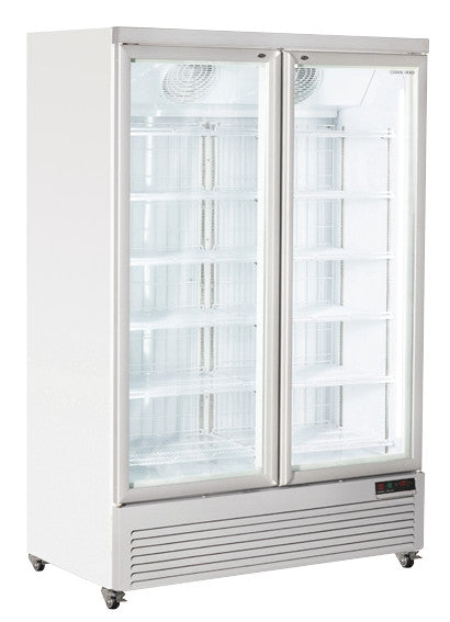 Congélateur vitré 1084L RFG 1350 avec éclairage LED 6 étagères serrure et porte à fermeture automatique - Cool Head inox 1340x760x2040 mm Coolhead - Armoire réfrigérée négative professionnel CHR - matériel cuisine pro - Cuistéo