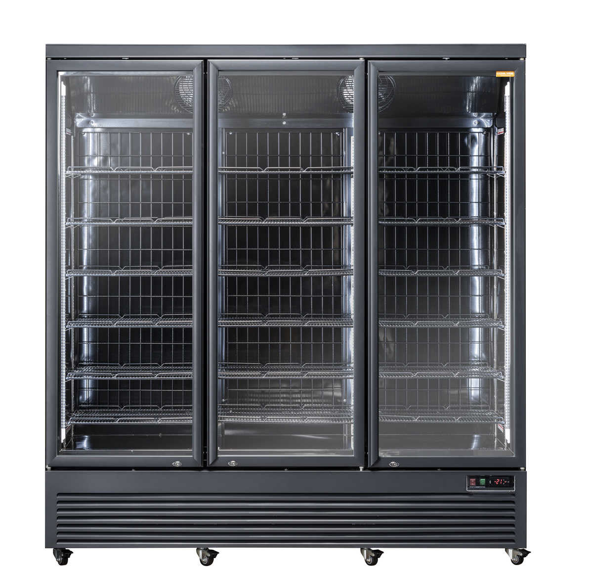 Congélateur vitré 1450L avec lumières LED 3 portes 6 étagères serrure RFG 1900 B - Cool Head inox 1880x760x2040 mm 1200 W Coolhead - vue 2 - Armoire réfrigérée négative pro CHR - Cuistéo