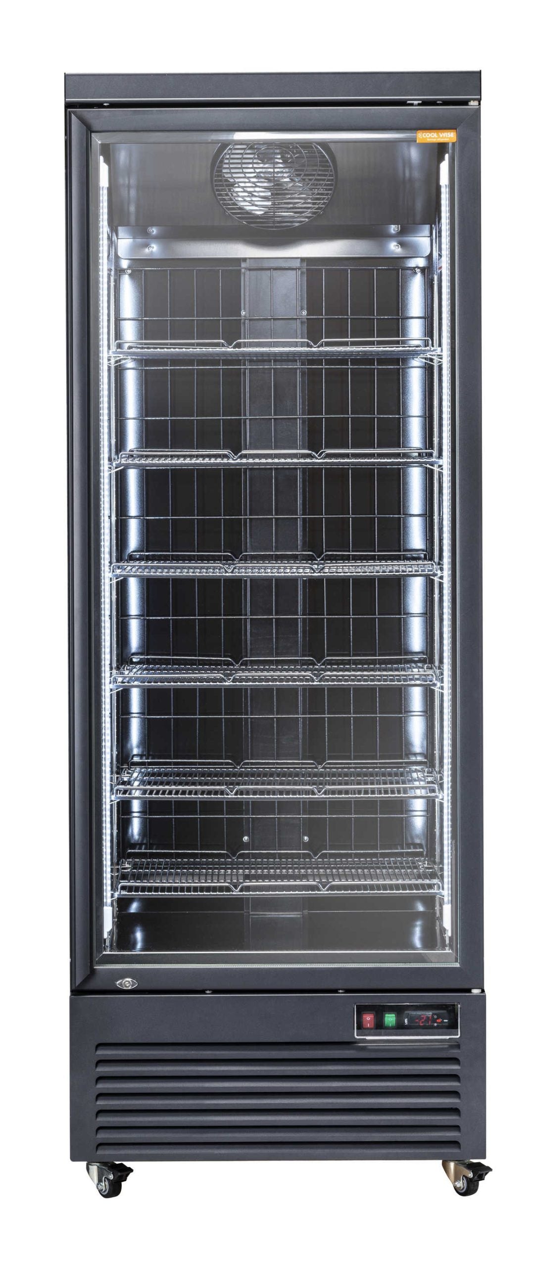 Congélateur vitré 560 L avec éclairage LED 6 étagères serrure et roues - Cool Head inox 750x760x2040 mm 580 W Coolhead - vue 2 - Armoire réfrigérée négative pro CHR - Cuistéo