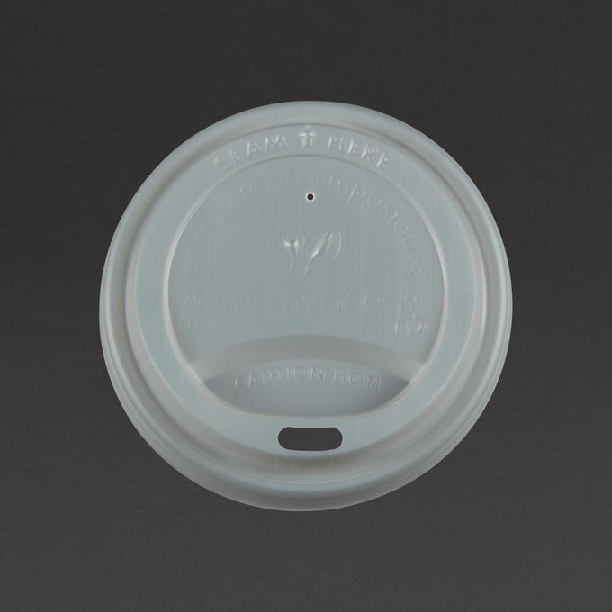 Couvercles CPLA pour gobelets boissons chaudes compostables 225 ml (lot de 1000) - Vegware