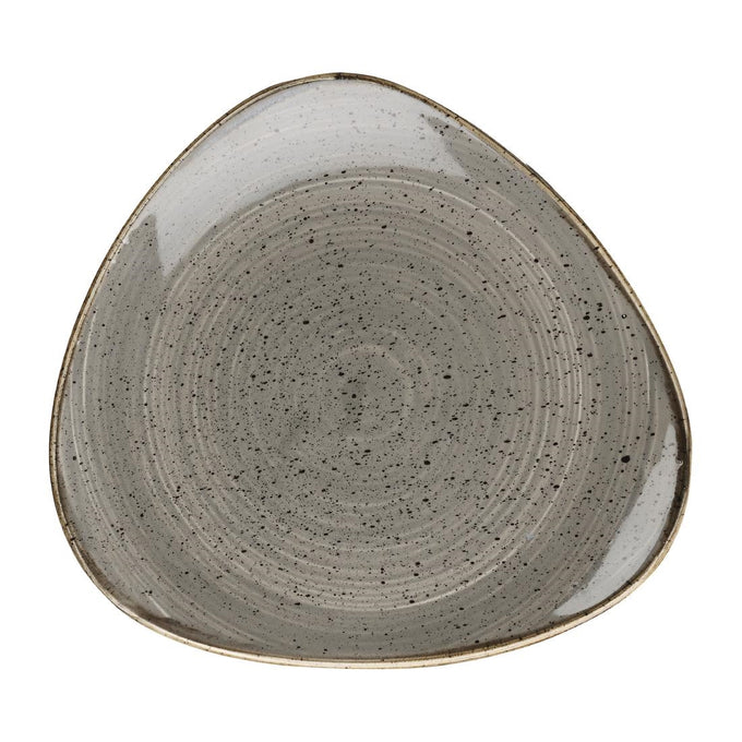 Assiettes triangulaires Stonecast Grey Cappuccino Lotus 192 mm (lot de 12) - Churchill