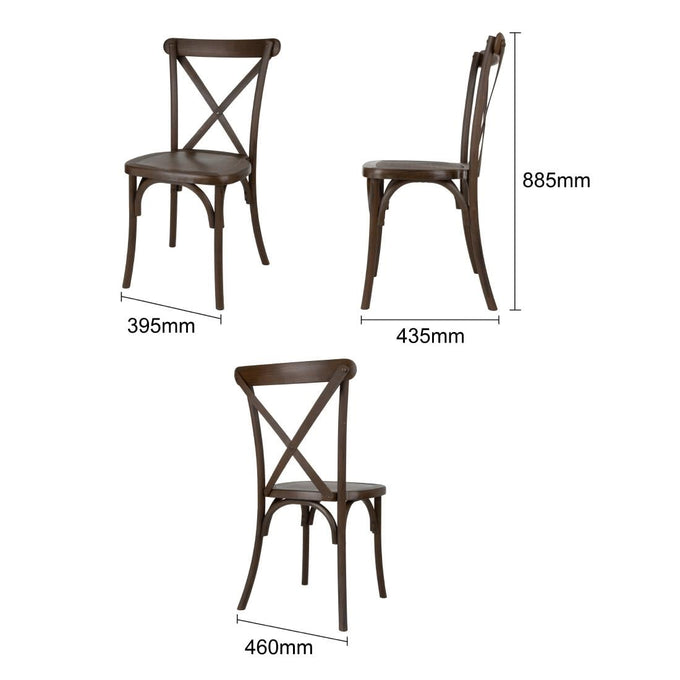 Chaises en résine à dossier croisé Manhattan effet bois foncé (lot de 4) - Bolero
