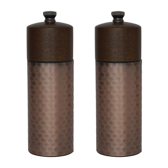 Set moulins à sel et poivre en bois et cuivre 150 mm (lot de 2) - Olympia