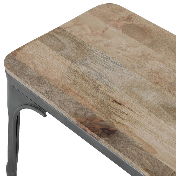 Banc d'intérieur avec assise en bois de manguier et cadre gris acier Bistro 1000 mm (lot de 2) - Bolero