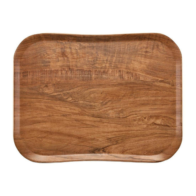 Plateau polyester Century aspect naturel bois olivier marron 360 × 460 mm - Cambro