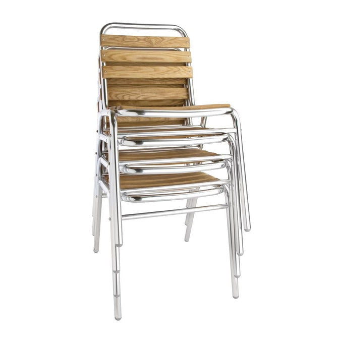 Chaises bistro frêne et aluminium (lot de 4) - Bolero