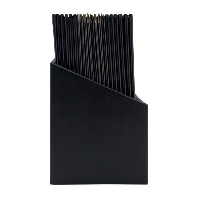 Boîte avec 20 protège-menus simili cuir A4 × 4 Classic noirs - Securit