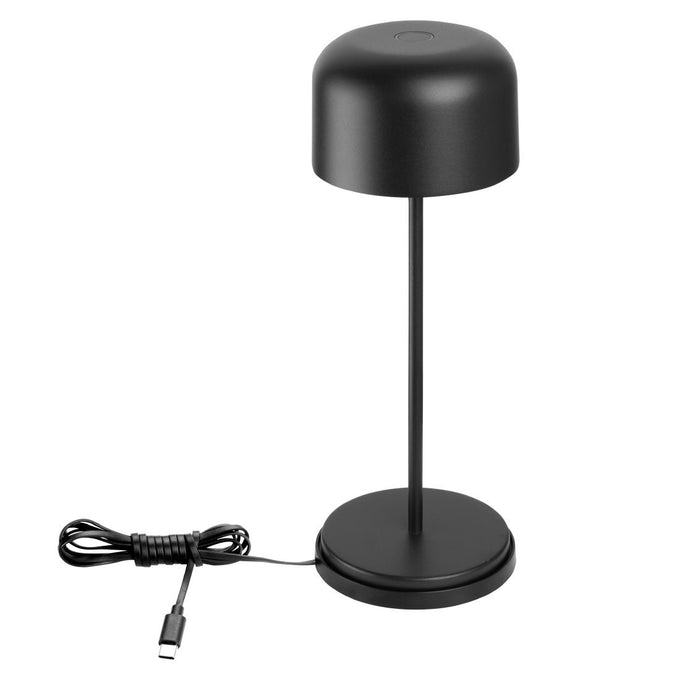 Lampe de table avec abat-jour rond Lucca noire 300 mm - Olympia