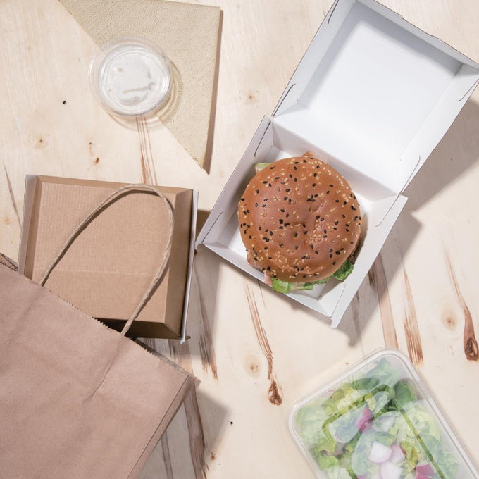 Petites boîtes hamburger compostables kraft 105 mm (lot de 200) - Fiesta Compostable