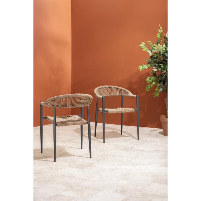 Fauteuils d'extérieur en rotin PE tressé Eden naturels (lot de 4) - Bolero