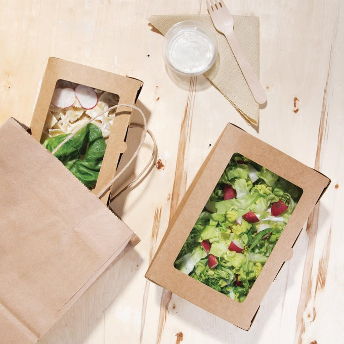 Boîtes salade avec fenêtre PET 1200 ml (lot de 150) - Fiesta Recyclable
