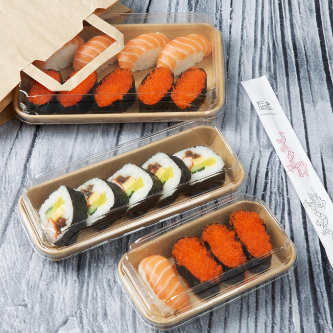 Couvercles en PET pour barquettes à sushi No. 7 (lot de 300) - Fiesta Recyclable