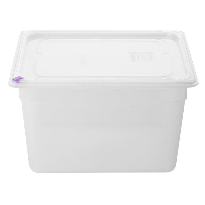 Bacs PP Click GN 1/2 avec couvercles et 7 clips de couleur 200 mm 11,7 L (lot de 4) - Hygiplas