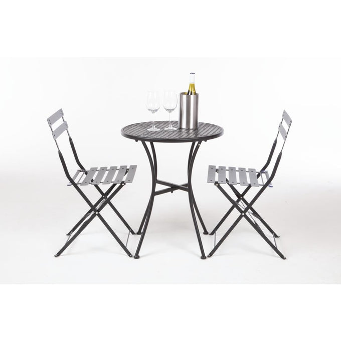 Table bistro ronde en acier ajouré noire 600 mm (lot de 15) - Bolero