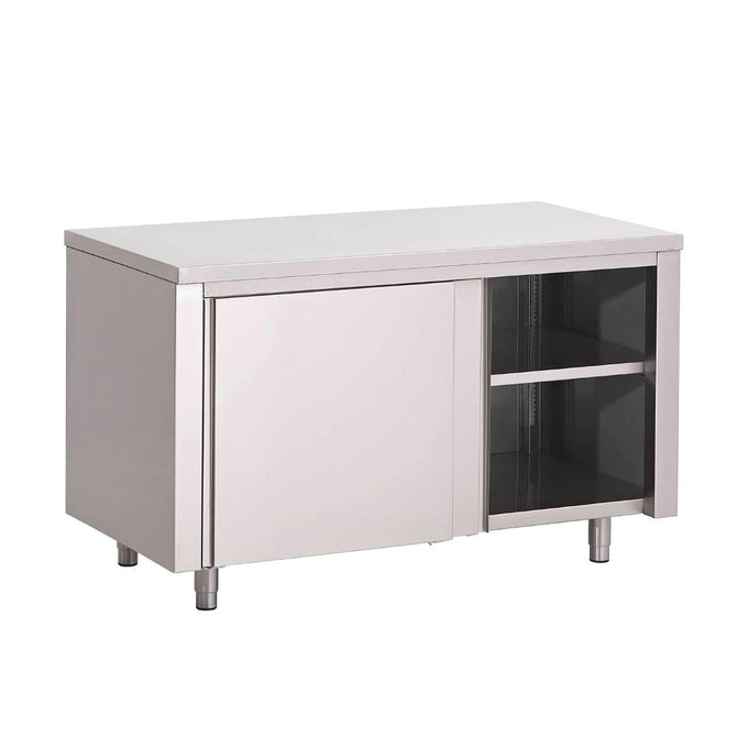 Table armoire inox avec portes coulissantes 1200 × 700 × 850 mm - Gastro M
