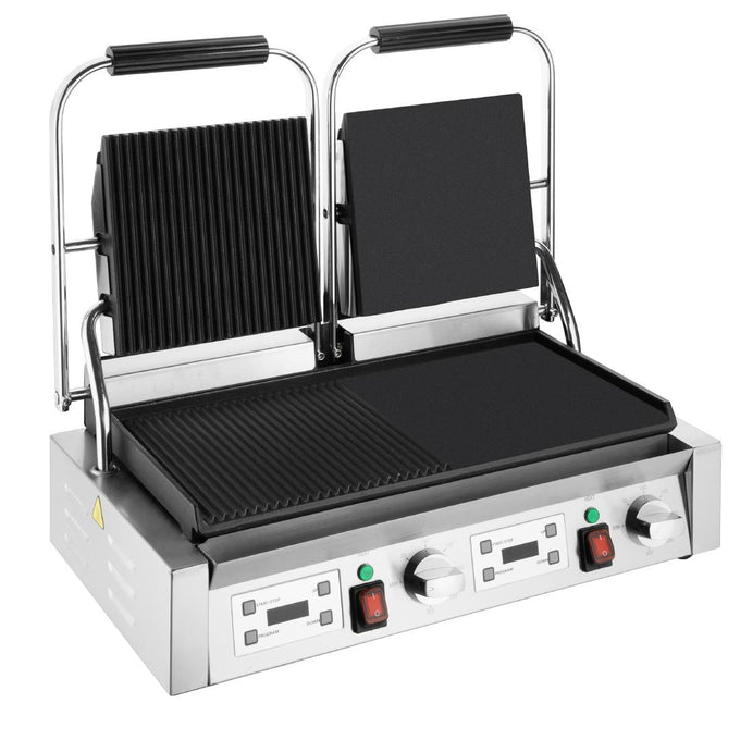 Grill panini - Gril de contact double plaques plates et rainurées - L 570 x P 310 x H 200 mm - Buffalo