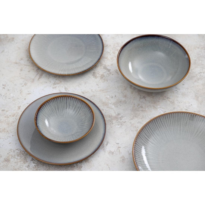 Assiettes Plates Drift En Relief Gris 220 mm (lot de 6) - Olympia
