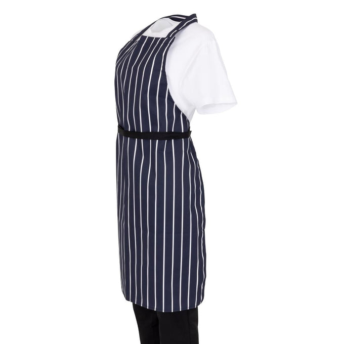 Tablier bavette rayé marine et blanc - Whites Chefs Clothing