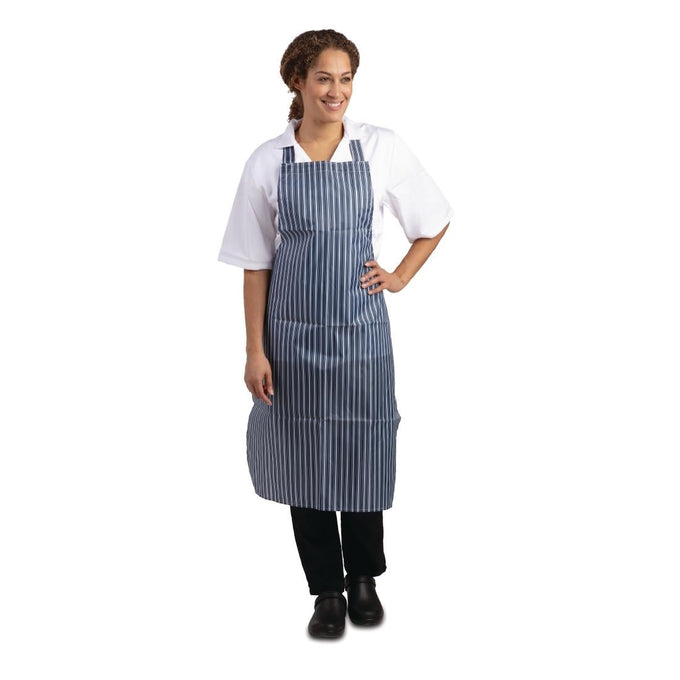 Tablier bavette déperlant bleu et blanc - Whites Chefs Clothing