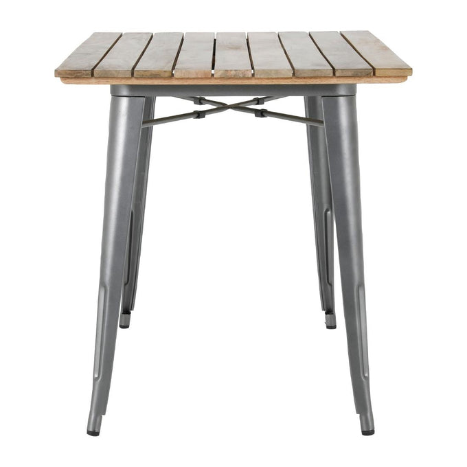 Table à manger à plateau à lattes en bois de manguier et piètement gris acier Bistro 1200 mm - Bolero