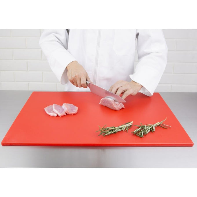 Grande planche à découper basse densité rouge - L 600 x P 450 x H 10 mm - Hygiplas