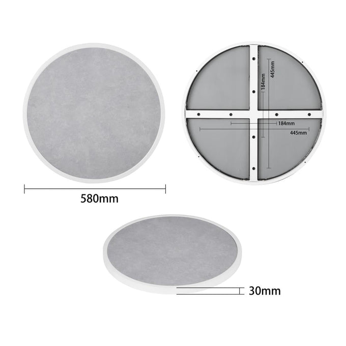 Plateau de table extérieur rond en verre trempé effet pierre gris clair bord blanc 580 mm - Bolero