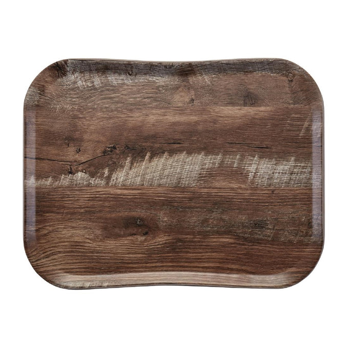 Plateau polyester Century aspect naturel bois chêne foncé 360 × 460 mm - Cambro
