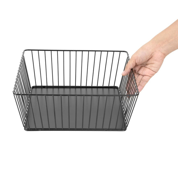 Panier de présentation carré métallique noir 280 × 280 × 100 mm - Olympia