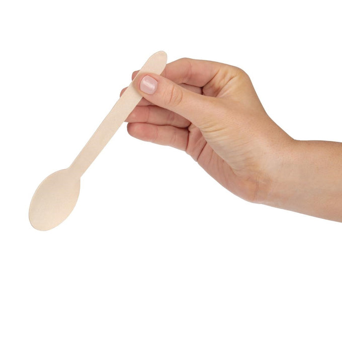 Cuillères à dessert en bois biodégradables lot de 100 - Fiesta Compostable