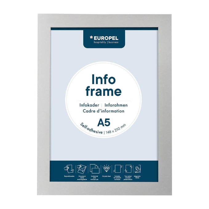 Cadres d'affichage autocollants Europel A5 argent (lot de 2) - DTM Primera