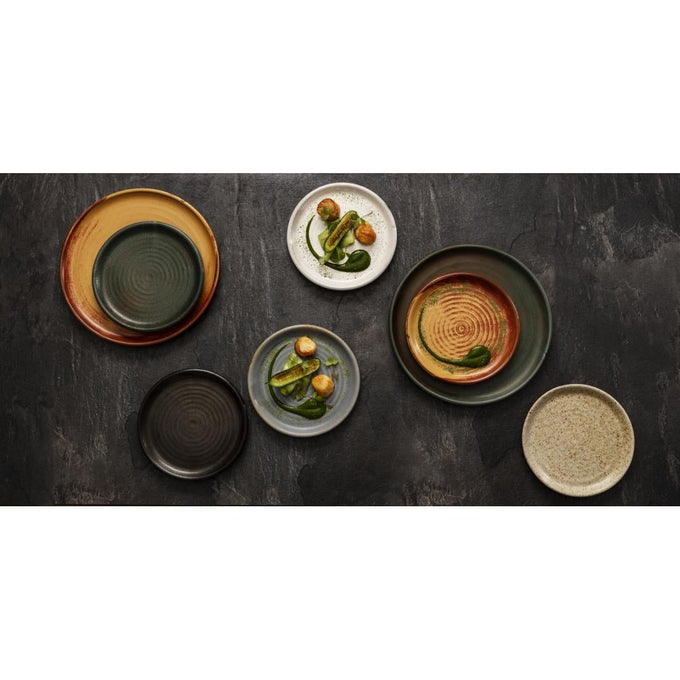 Assiettes plates granit bleu Canvas 180 mm (lot de 6) - Olympia