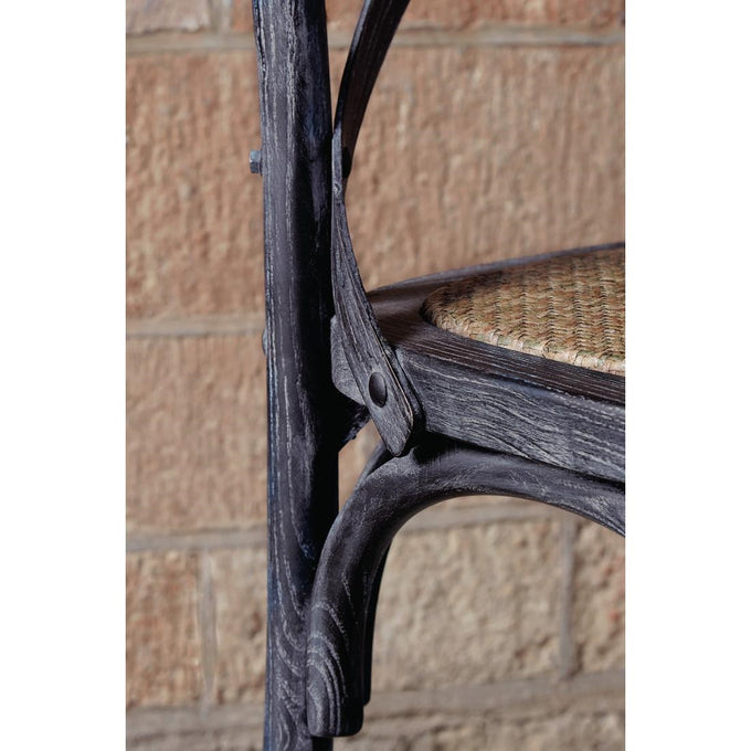Chaises en bois patiné avec dossier croisé noires (lot de 2) - Bolero