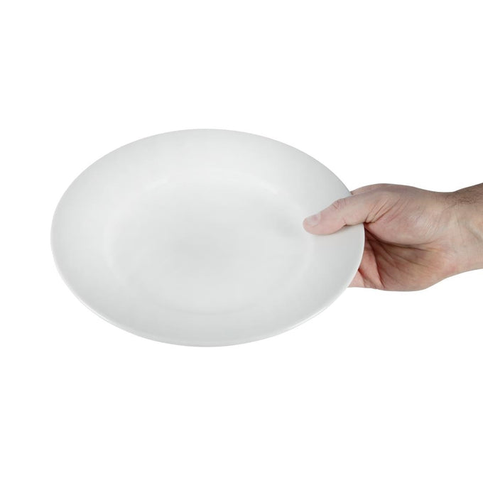 Assiettes blanches à bord large Athena 254 mm (lot de 12) - Olympia