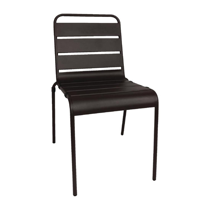 Chaise à lattes en acier noire lot de 4 - Bolero