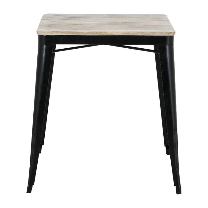 Table à manger à plateau à lattes en bois de manguier et piètement noir Bistro 650 mm - Bolero