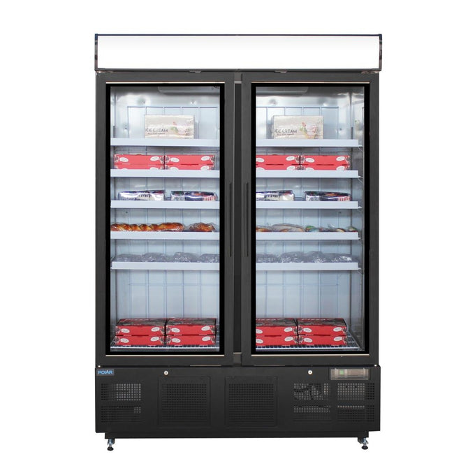 Vitrine réfrigérée négative avec caisson lumineux Série G 920 L noire - Polar