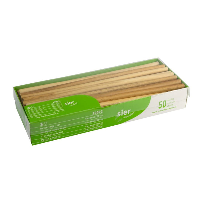 Pailles droites en roseau 6-8 mm / 25 cm (lot de 50) - Sier Disposables