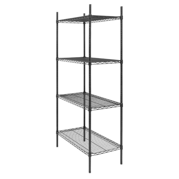 Rayonnage 4 niveaux revêtement époxy noir 1830 × 910 × 460 mm